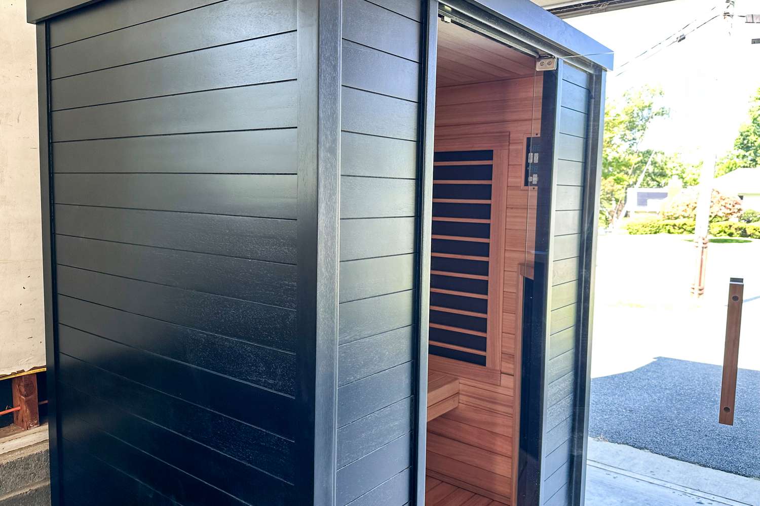 The Sun Home Equinox 3 Person Infrared Sauna built outside